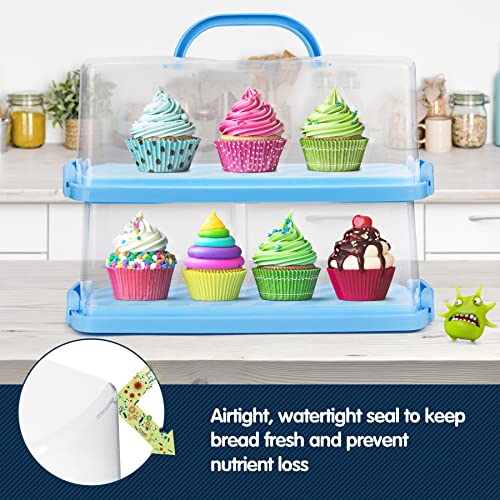 2 Pack Plastic Rectangular Bread Box with Clear Lid