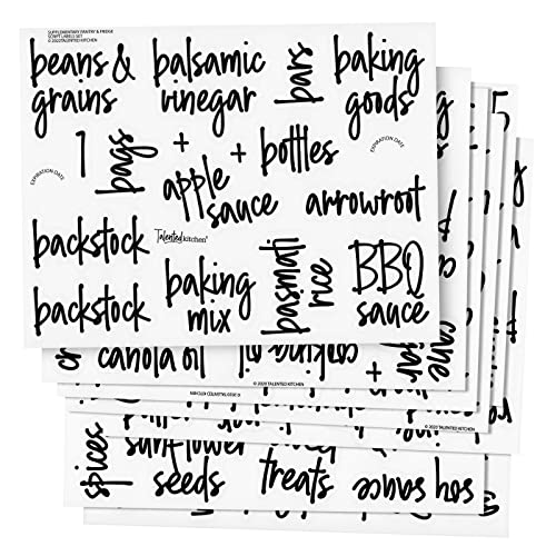158 Food Container Labels (Black, Clear / Varies)