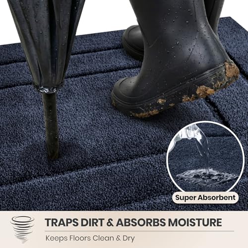 Dirt Trapping Door Mat Indoor Entrance (Navy Blue / 34" X 59" (Rectangular))