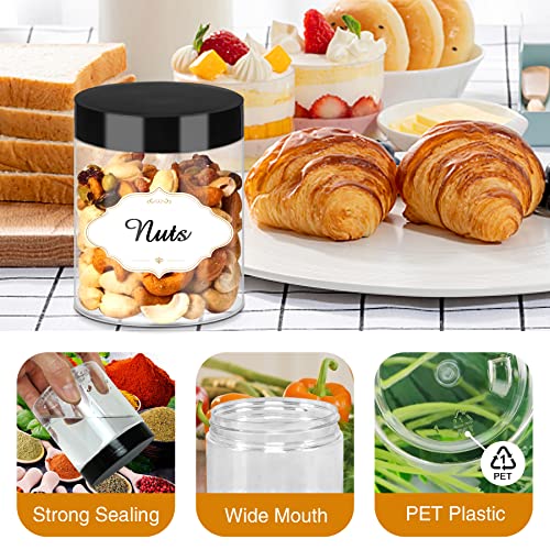 8 OZ Plastic Jars with Lids (8OZ 48Pcs Black)