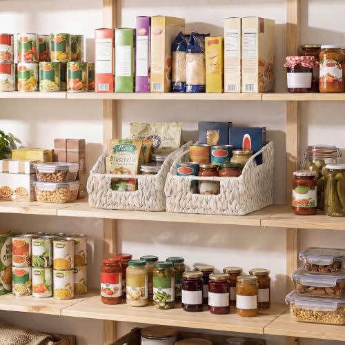 Pantry Baskets for Organizing (White(Water Hyacinth) / 2x 8½"L x 10"W x 7½"H)