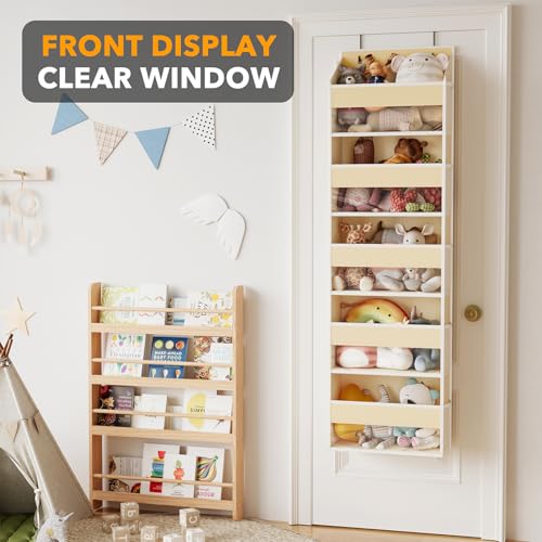 1 Pack Over The Door Organizer with 5 Large Pockets and 10 Mesh Side Pockets (1 Pack / Beige)