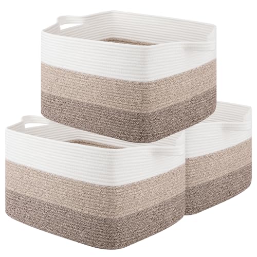 50L Storage Basket Large Blanket Basket Living Room Yellow 3 (Gradient Yellow / 3 pcs-17.7”x13.8”x11”)