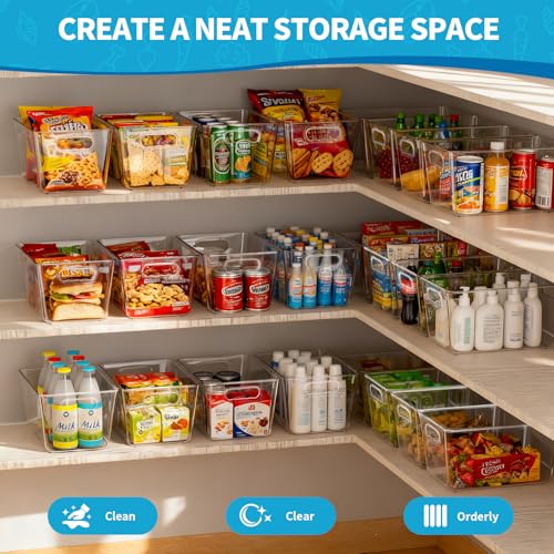 Clear Stackable Fridge Organizer with Lids (4 Pack / L with Lids (11.5"L x 7.5"W x 6"H))