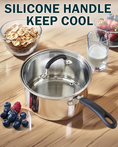 Professional 2 Quart Stainless Steel Saucepan with Lid
