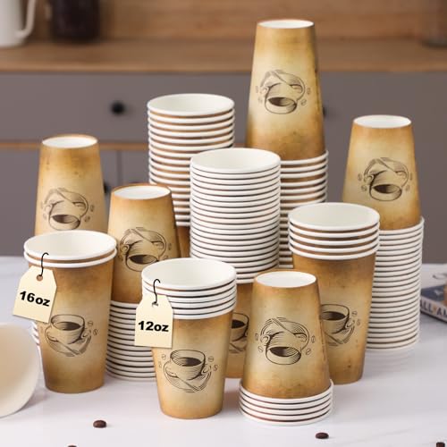 180 Pack 16 oz Coffee Cups Disposable Hot Paper Cups (16OZ-180)