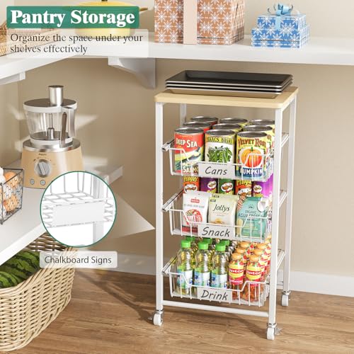 Fruit Vegetable Basket for Kitchen Pantry Storage Organizer (4 Tier / White)