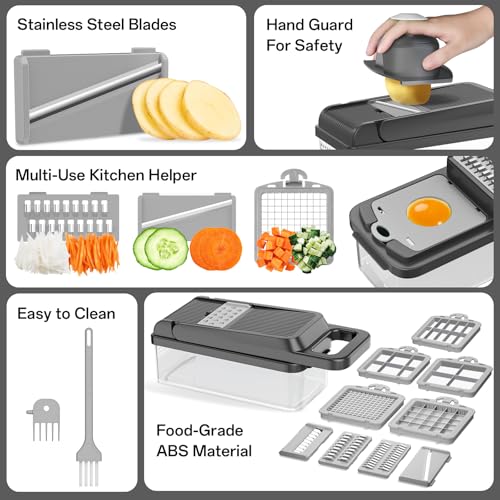 Veggie Chopper Vegetable Cutter (Gray / 10 blades)
