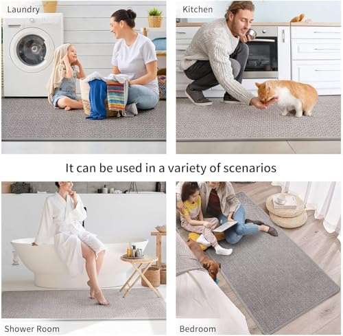 Extra Long Kitchen Runner Rugs Kitchen Mat Non Slip Gray 17"x95"