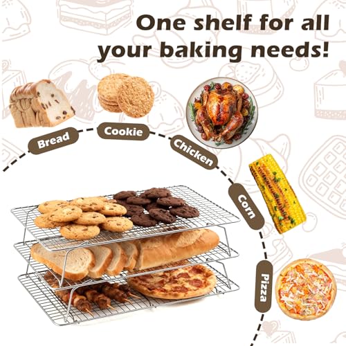 3 PCS Silver Stackable Cooling Rack