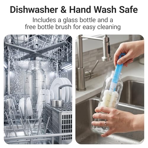 Clear Glass Bottles with Lids (Glass Bottles 6 pack / 18 Ounces)