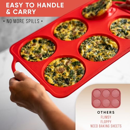 Confetti 4 Inch Jumbo Silicone Muffin Pans for Baking (Red / Jumbo (6 Cups Pan))