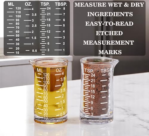 Ackers Shot Glass Etching Scale Measuring Cup 4 Ounce (White (Etching Scale))