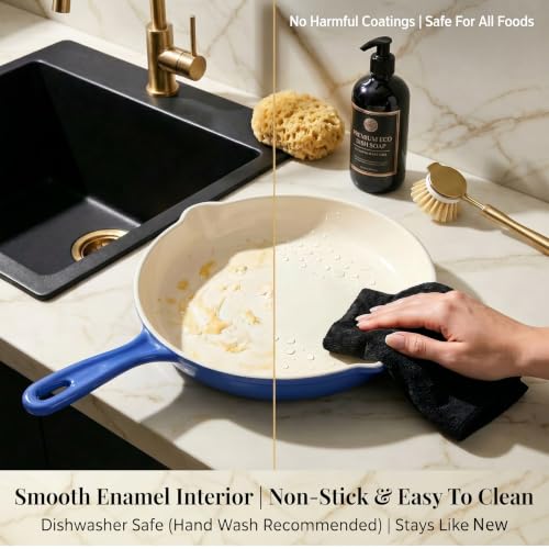 5 Piece Blue Enameled Cast Iron Cookware Set (Blue D)