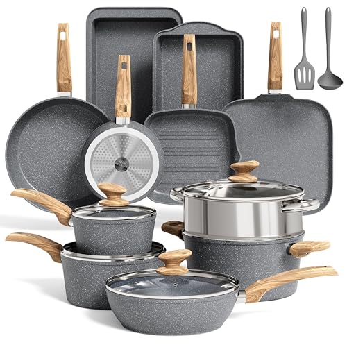 Pots and Pans Set (Gray / 17-piece)
