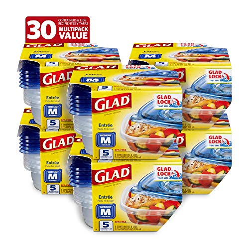 GladWare Entree Food Storage Containers with Lids (Square / 5 Count (Pack of 6))