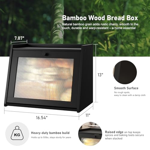 Large Bread Box for Kitchen Counter (Black / Large-1_Tier)