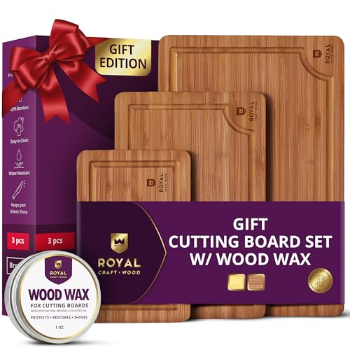 Wooden Cutting Boards for Kitchen Meal Prep & Serving (3-Piece (Gift_Set) / Brown)