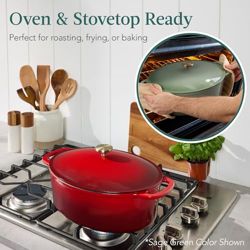 Oval 7.5 Quart Enamel Cast (Red / 7.5qt Oval)
