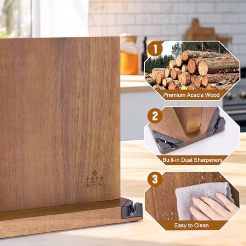 15.2" Extra Large Magnetic Knife Block with Dual Sharpeners (15.2 x 9 Inches)