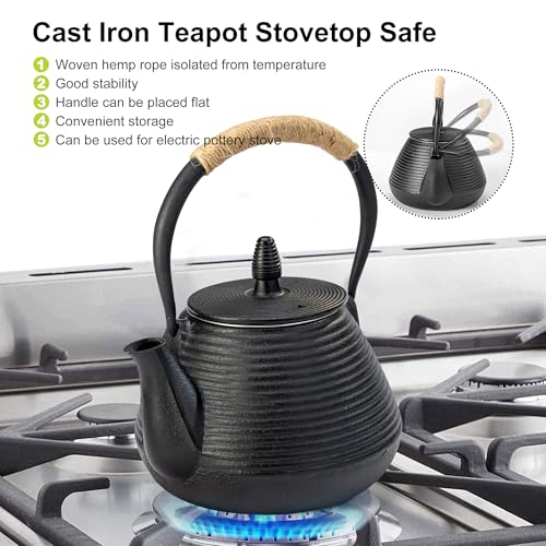 Japanese Tetsubin Tea Kettle Cast Iron Teapot with Stainless Steel Infuser 30 oz (Pagoda 30 oz / 900 ml)