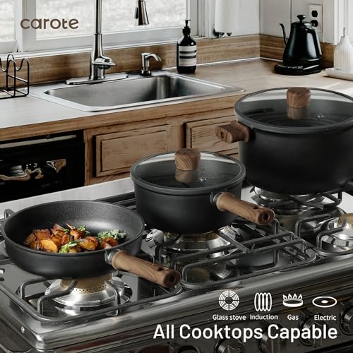 16pcs Pots and Pans Set (Black / 16 pieces)