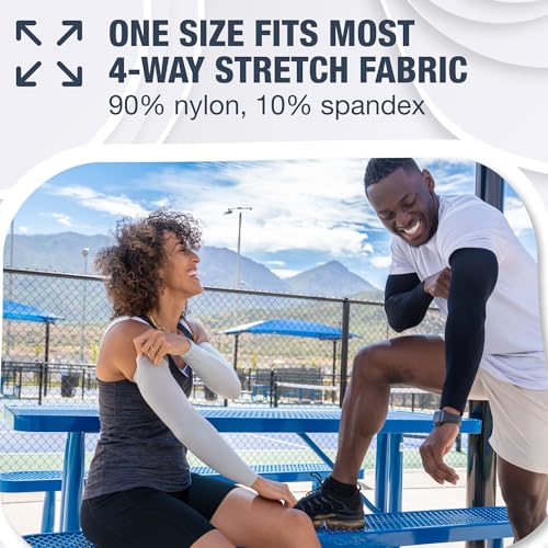 Non Slip Cooling Arm Sleeves for Men & Women (1 Pair: Gray / One Size)