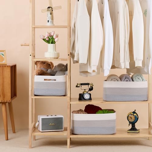 Large Storage Baskets for Shelves (2pcs-L17×W13×H7.5" / Gradient Grey)