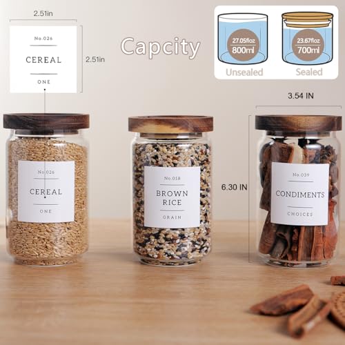 6 Set Glass Pantry Storage Jars with Acacia Airtight Lid (23 oz (6 pcs))