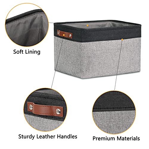 Fabric Baskets for Storage (Black&Grey / L-15"x11"x9.5")