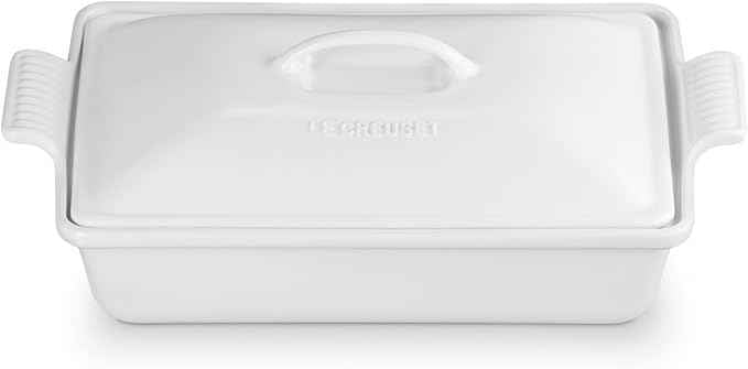 Le Creuset Stoneware Heritage Covered Rectangular Casserole, 4 qt. (12" x 9"), White