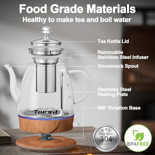 1L Glass Electric Kettle (Wood / 1.1 Quarts)