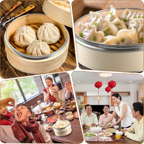 59 Pcs 2 Tier Bamboo Steamer Basket Set (12 Inch)
