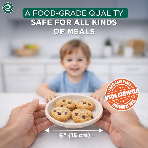 6 Inch Disposable Bagasse Paper Plates (6" [Natural])