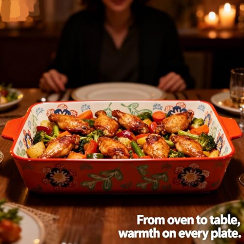 Ceramic Baking Dish Set (Warm Designed Orange)
