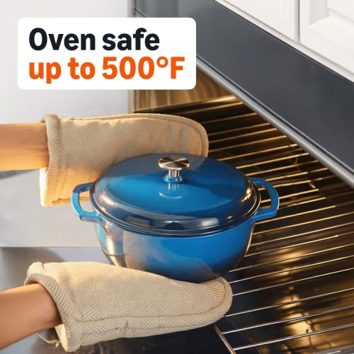 Enameled Cast Iron Dutch Oven Pot with Lid (Blue / 4.3-Quart)