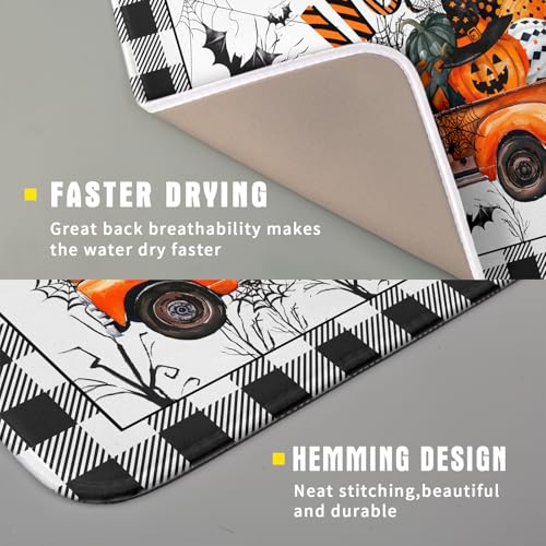 Holiday Truck Dish Drying Mat (Halloween Truck Orange / 18" x 16")