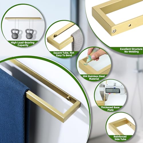Gold Hand Towel Holder Towel Bar for Bathroom Wall Mounted 16 Inch (Gold / 16-Inch)