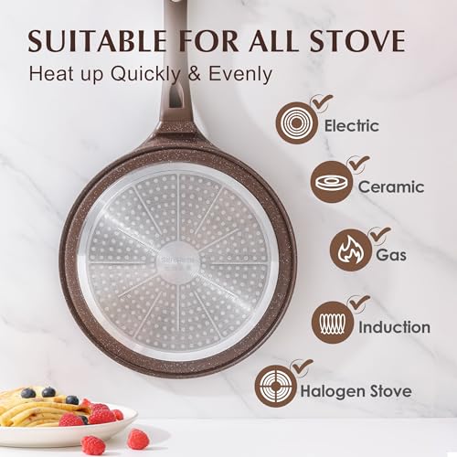 12 Inch Nonstick Crepe Pan Granite Coating Pancake Pan Brown (Toffee Brown / 12 Inch)