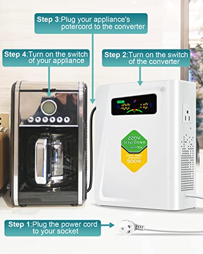 Voltage Converter 220 to 110 Step Down Transformer 500W Adapter (Step Down / 500W)
