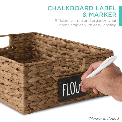 Set of 4 16x12in Large Water Hyacinth Pantry Baskets (12x16x5in / Chestnut)