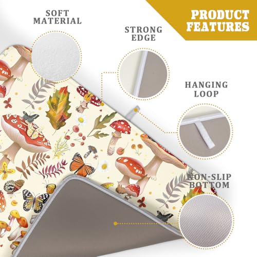 Magic Mushroom Dish Drying Mats Botanical Decorative Absorbent Drying Pad Microfiber Kitchen Sink Rack Mats 18 X 24 Inch (Wild Plant - Multi / 24" x 18")