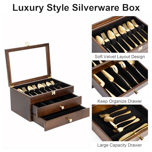 Silverware Box (3 Layer Walnut)