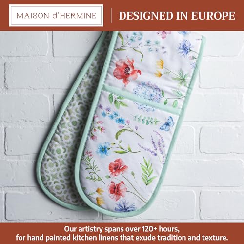 Double Oven Mitts 100% Cotton Double Oven Glove (031 - Just Floral / 7" x 35" (Double Oven Mitt))