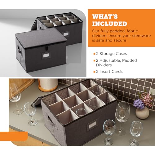 Wine Glass Storage Cases (Gray / 2 Pack Set Wine Glass Storage)