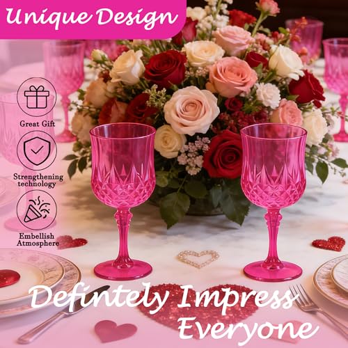 24Pack Plastic Wine Glasses (Hot Pink)