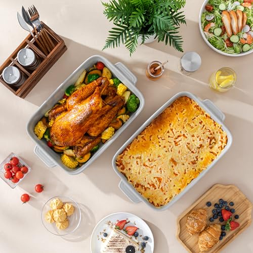 Large 9x13 Ceramic Baking Dish with Handles
