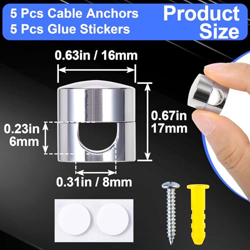 5 Sets Charger Holders for Cords (5 Sets / Silver)