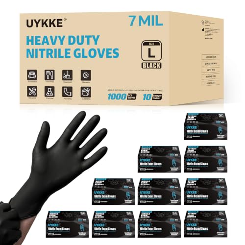 Nitrile Gloves HEAVY DUTY 7 Mil Disposable Rubber Black Gloves Small (Small)