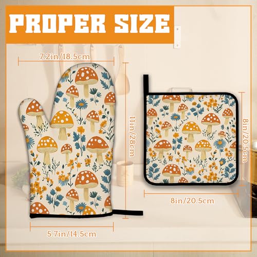 Cute Mushroom Forest Oven Mitts and Pot Holders (4 Count)